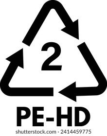 Plastic recycling symbol PE-HD 2 isolated on white background . Plastic symbol vector . Package waste icon