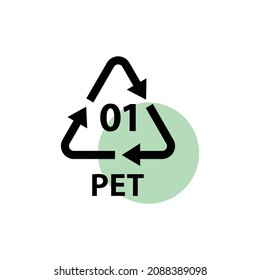 Plastic recycling symbol PETE 1 , Plastic code , vector illustration