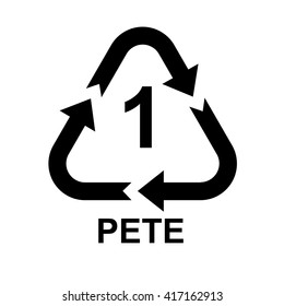 Plastic recycling symbol PETE 1. Vector illustration
