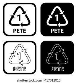 Plastic recycling symbol PETE 1 . Vector Illustration