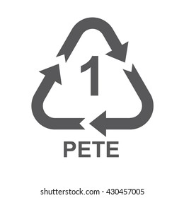 Plastic recycling symbol PETE 1. Gray. Vector illustration