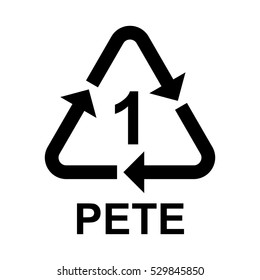 Plastic recycling symbol PETE 1 , Plastic recycling code PETE 1 , vector illustration