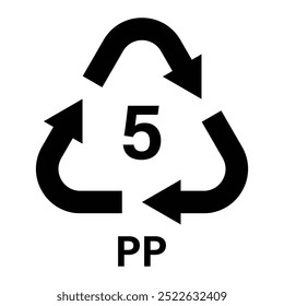 Plastic recycling symbol PP 5 vector icon. Plastic recycling code PP 5. Identifying and promoting sustainable recycling practices.