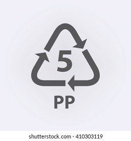 Plastic recycling symbol PP 5 . Vector Illustration