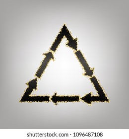 Plastic recycling symbol PVC 3 , Plastic recycling code PVC 3. Vector. Blackish icon with golden stars at grayish background.