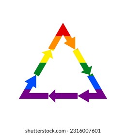 Plastic recycling symbol PVC 3 , Plastic recycling code PVC 3. Rainbow gay LGBT rights colored Icon at white Background. Illustration.