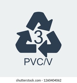 Plastic recycling symbol PVC/V 3,Wrapping Plastic, Label. Packing Sign for Food.Vector Design
