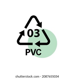 Plastic recycling symbol V 3 , Plastic code , vector illustration Polyvinyl chloride