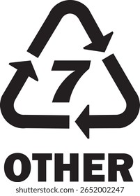 Símbolos de reciclagem de plástico - 7 outros ícones, lixeira e sinais de produtos plásticos, códigos de qualidade de plástico diversos, Eco Recycling Labels Vetor isolado em branco