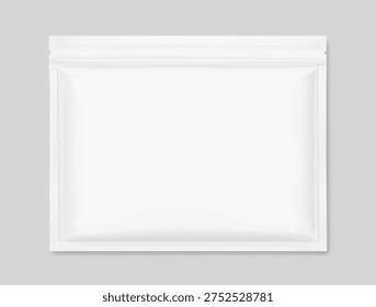 Plastic resealable zip-lock packaging bag mockup for cosmetic products. Vector illustration isolated on grey background. Great for your design. EPS10.