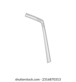 Plastic or reusable metal drinking straw icon, flat vector illustration isolated on white background. Cocktail straw or tube of paper or plastic for sucking drinks.