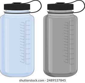 Plastic Reusable Water Bottle Vector Illustration Design Template