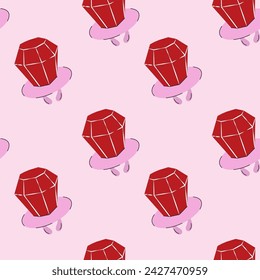 Plastic ring lollipop. Seamless pattern in 90s style. Vector illustration.