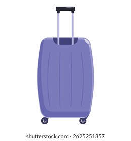 Plastic rolling suitcase for business trip or vacation is ready for traveling