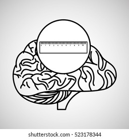 plastic ruler brain school knowledge vector illustration eps 10