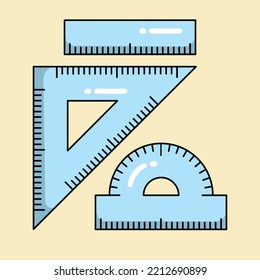 plastic ruler with flat style, suitable for web landing page, sticker background, banner.