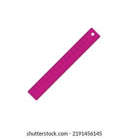 Plastic ruler icon. Flat illustration of plastic ruler vector icon isolated on white background