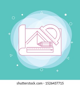 Plastic ruler instruments and school equipment. Vector illustration. Concept of line icon