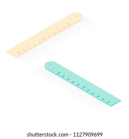 plastic ruler isometric vector illustration
