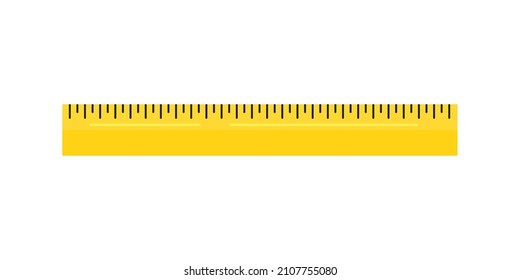 Plastic ruler measure instrument icon isolated on a white background. Color school measuring ruler in centimeters scale. Vector flat design illustration