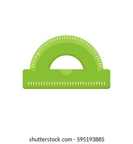 Plastic ruler protractor. Vector illustration isolated on white background