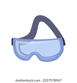 Plastic safety goggles for workers vector illustration. Drawing of accessory or equipment for industrial work isolated on white background. Prevention, protection, safety concept