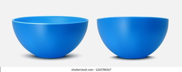 Plastic Salad Bowl. Vector Realistic Image.