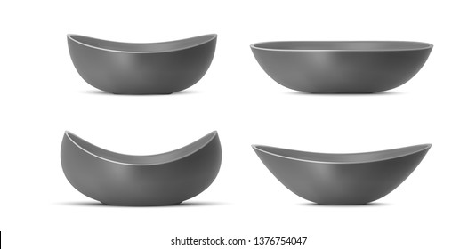 Plastic salad bowl. Vector realistic image.