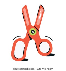 Plastic scissors flat icon design 