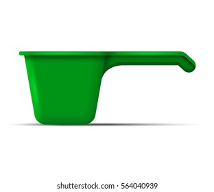 Plastic scoop. Water dipper. Vector illustration.