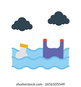 Plástico En El Mar Vector Plano Icon Eps 10 Archivos