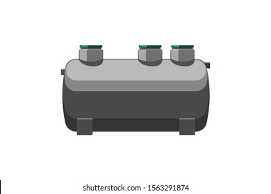 Plastic septic tank with three chambers for individual underground septic system. Vector illustration