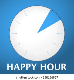 plastic shadowed blue clock with text happy hour