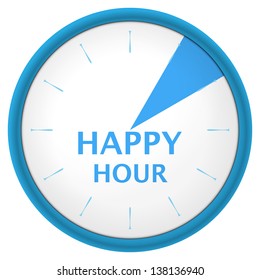 Plastic Shadowed Blue Clock With Text Happy Hour