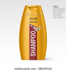 Plastic Shampoo Bottle Isolated on White Background Vector Layers Mock up