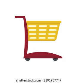 Plastic shop cart icon. Flat illustration of plastic shop cart vector icon isolated on white background