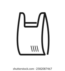 Plastic shopping bag with handles line icon. Disposable grocery bag. Shopping and recycling concept. Editable stroke. For web design, mobile app, logo. Vector illustration isolated on white background