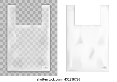 Plastic shopping bag package template. Vector illustration.