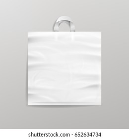 Plastic Shopping Bag Vector. White Empty Realistic Mock Up. Good For Package Design.