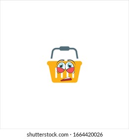 plastic shopping basket cartoon characters design with expression. you can use for stickers, pins, mascot or patches