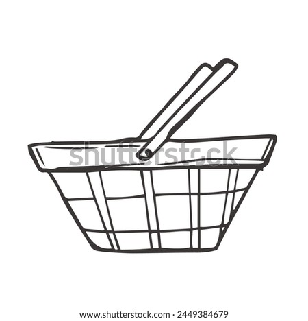 plastic shopping basket, doodle style, sketch illustration, hand drawn, vector
