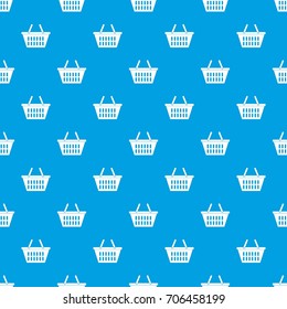 Plastic Shopping Basket Pattern Repeat Seamless In Blue Color For Any Design. Vector Geometric Illustration