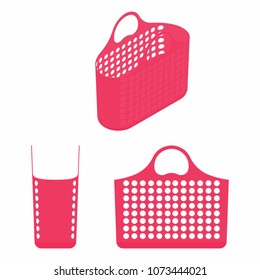 plastic shopping basket with shades of pink
