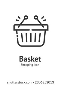 Plastic Shopping Basket Sign Thin Line Icon Emblem Business Concept Symbol of Internet Order. Vector illustration