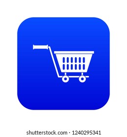 Plastic shopping trolley icon digital blue for any design isolated on white vector illustration
