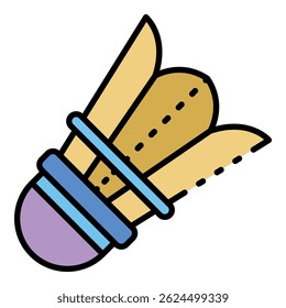 Plastic shuttlecock icon. Outline plastic shuttlecock vector icon color flat isolated
