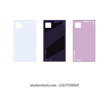 Plastic or silicone cases set for smartphone, flat vector illustration isolated on white background. Protection slipcover or case for mobile phone collection.