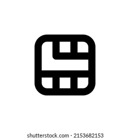 Plastic or sim card chip, electronic device. Electronic chip symbol in simple linear style. Vector EPS 10