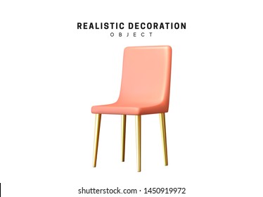 Plastic simple chair design element realistic. The chair is isolated on a white background. vector illustration