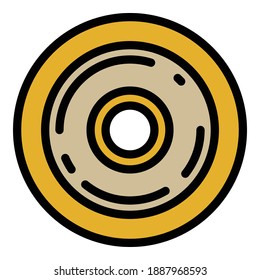 Plastic skateboard wheel icon. Outline plastic skateboard wheel vector icon for web design isolated on white background